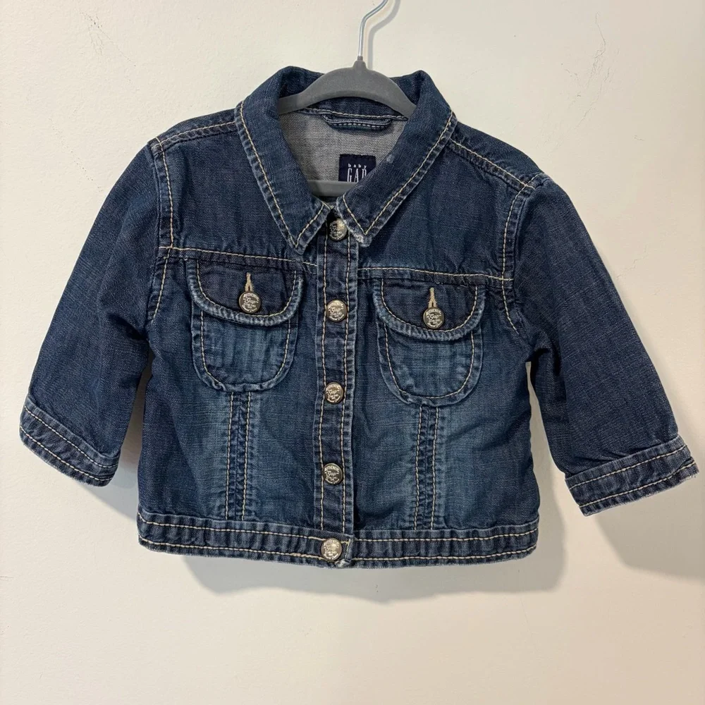 Baby Gap Girls 2T Vintage Dark Wash Denim Jean Jacket Button Front